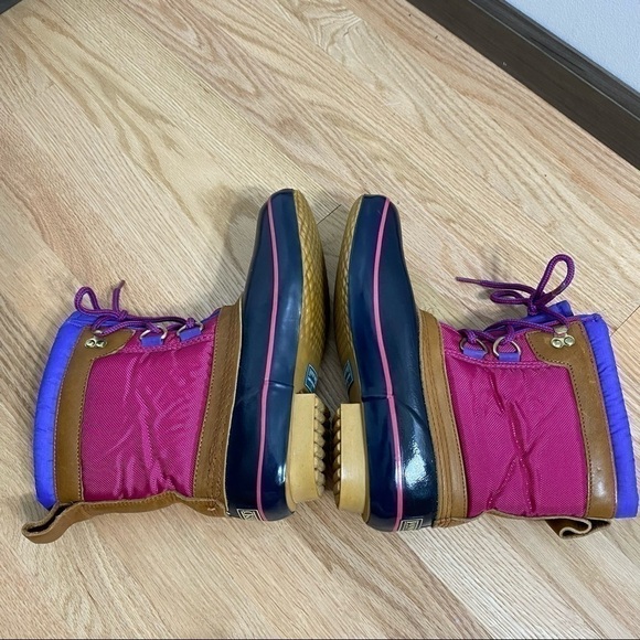 Lands End Duck Boots Pink Purple Leather 7 Women’s - Picture 3 of 9